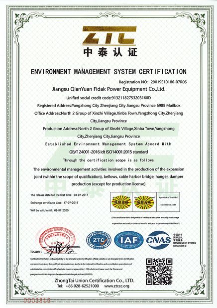 Trung Quốc Jiangsu Qianyuanfeida  electric equipment Co.,Ltd Chứng chỉ
